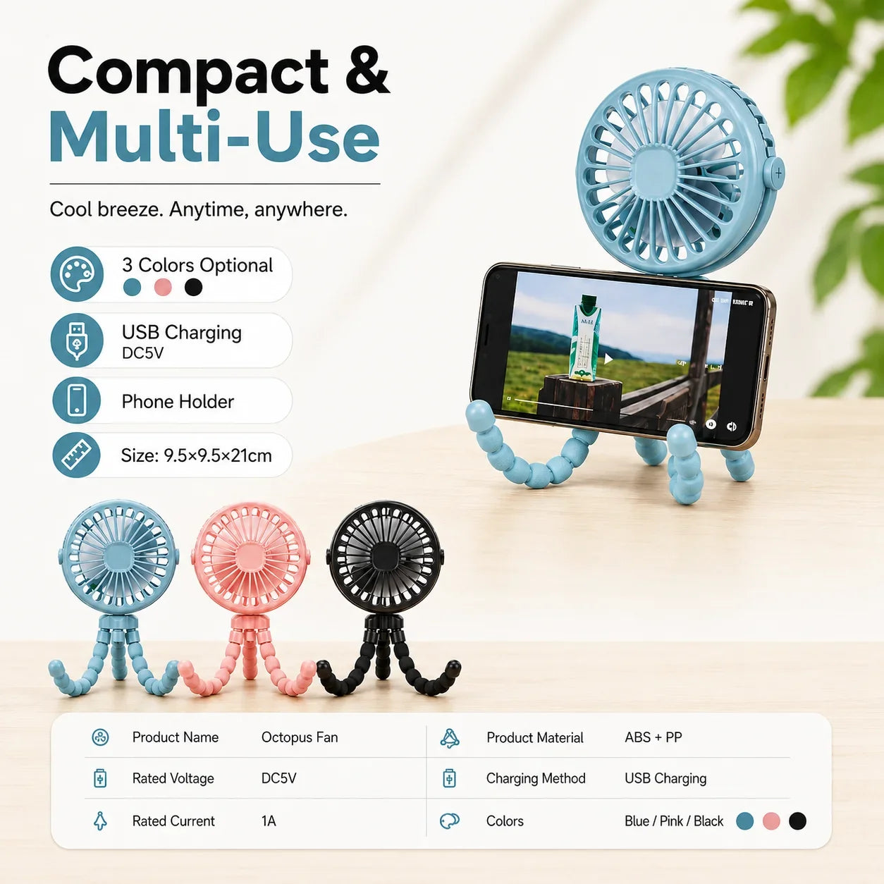 Mini ventilateur - fixé sur une poussette