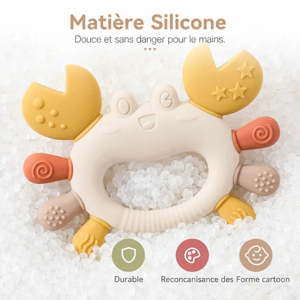 Anneau de dentition crabe en silicone coloré sans BPA