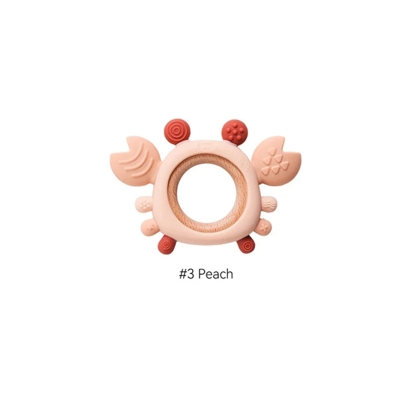 Anneau de dentition crabe - design coloré qui stimule la vue de bébé