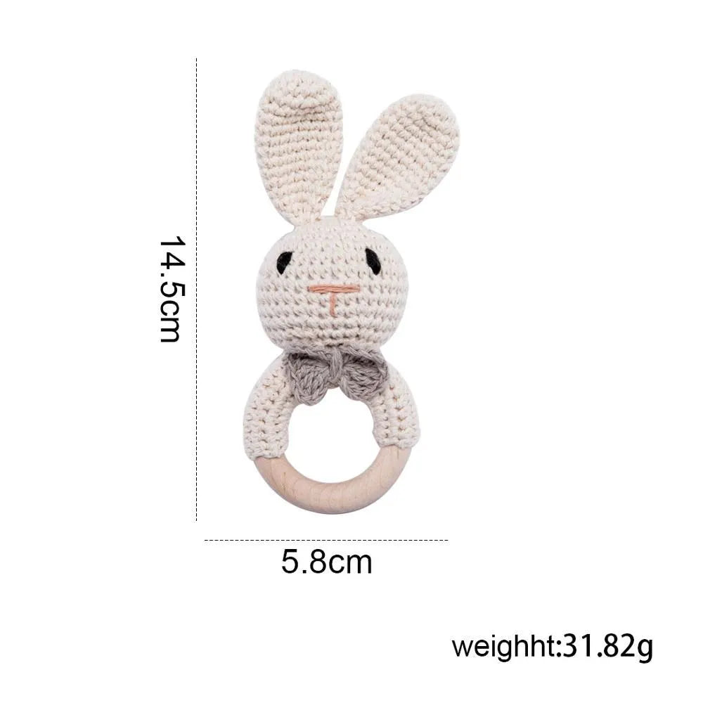 Hochet dentition - motif lapin gris