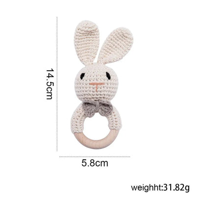 Hochet dentition - motif lapin gris