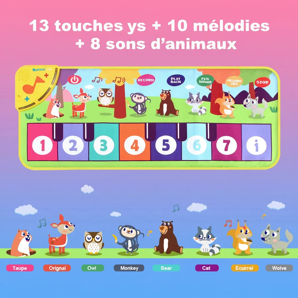 Tapis piano musical - touches et sons d'animaux