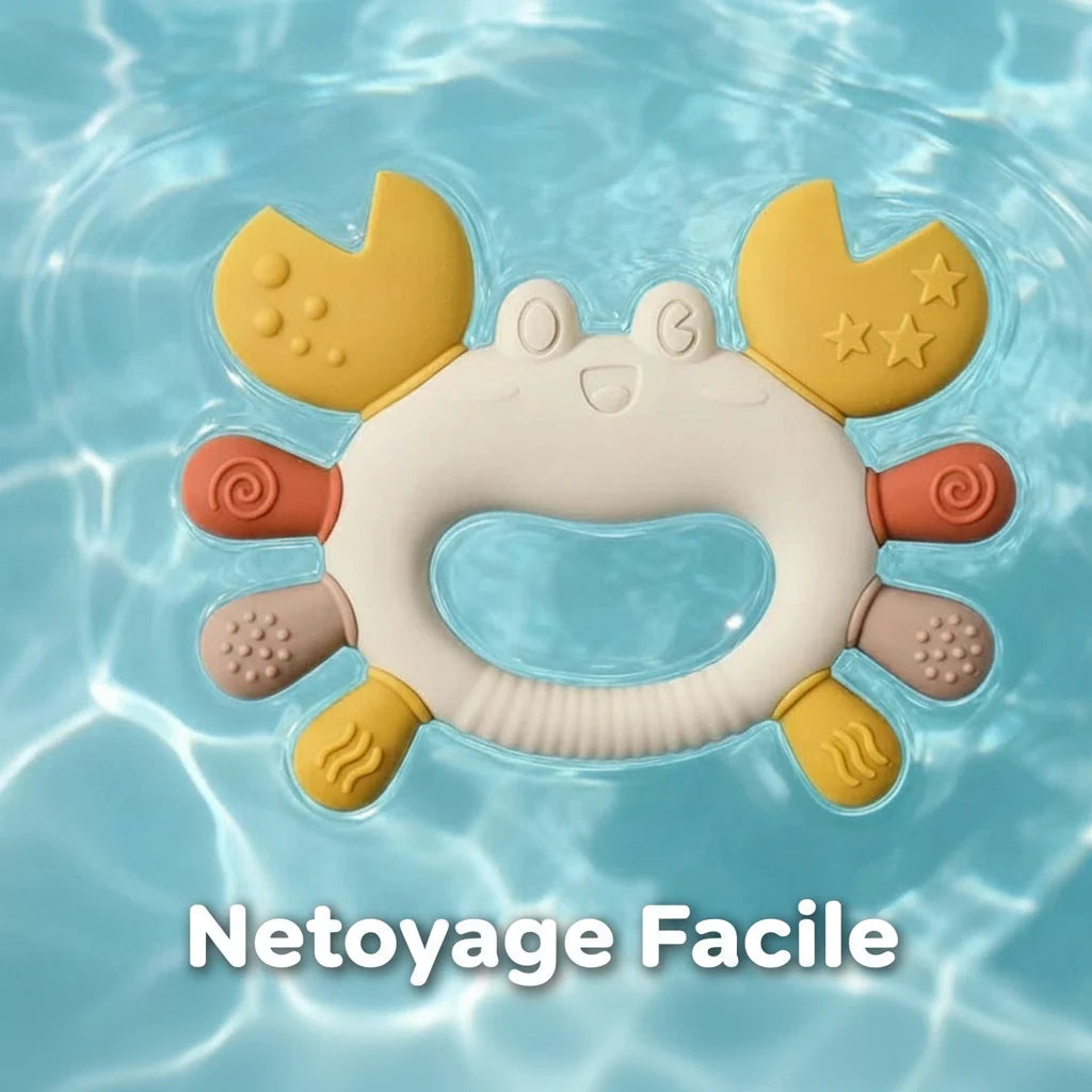 Anneau de dentition crabe - forme facile à saisir dès 0 mois