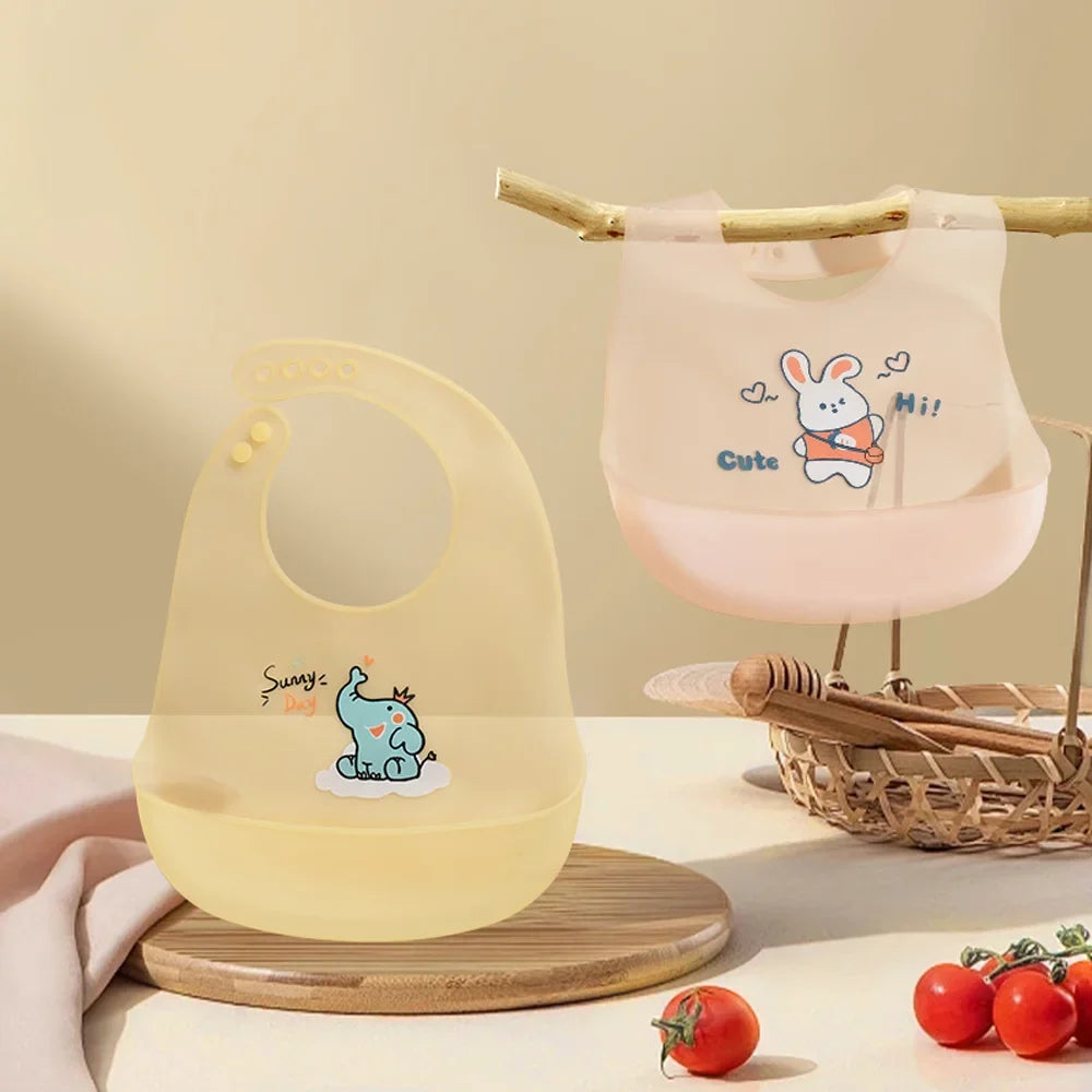 Bavoir silicone - poche récupératrice anti-déversement