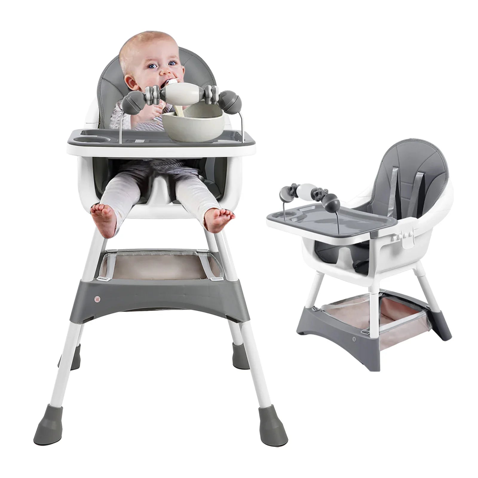 Chaise haute évolutive bébé avec tablette double couche