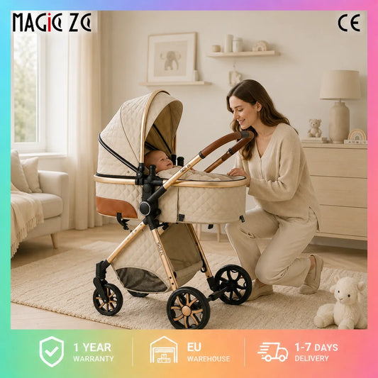 Poussette 3-en-1 Magic ZC nacelle siège réversible et coque auto