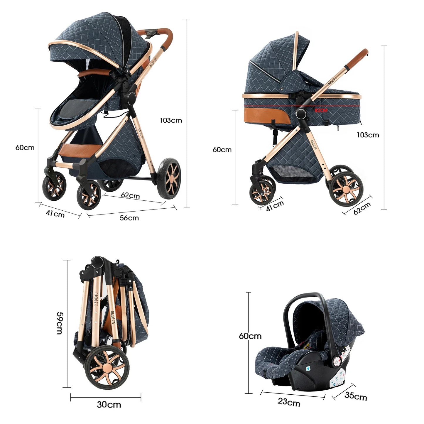 Poussette Magic ZC - grand panier de rangement